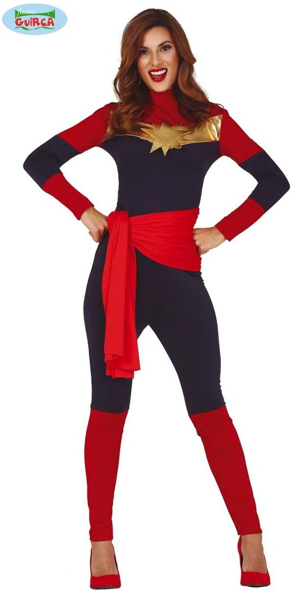 Superheldin Captain Marvel Stripboek | Vrouw | Maat 38-40 | Carnaval kostuum | Verkleedkleding